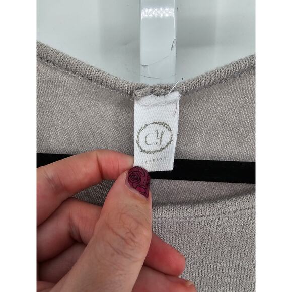 cy Womens Heather Grey Loose Fit Pullover Crew Neck Long Sleeve Back Slit Top XL - Picture 3 of 4